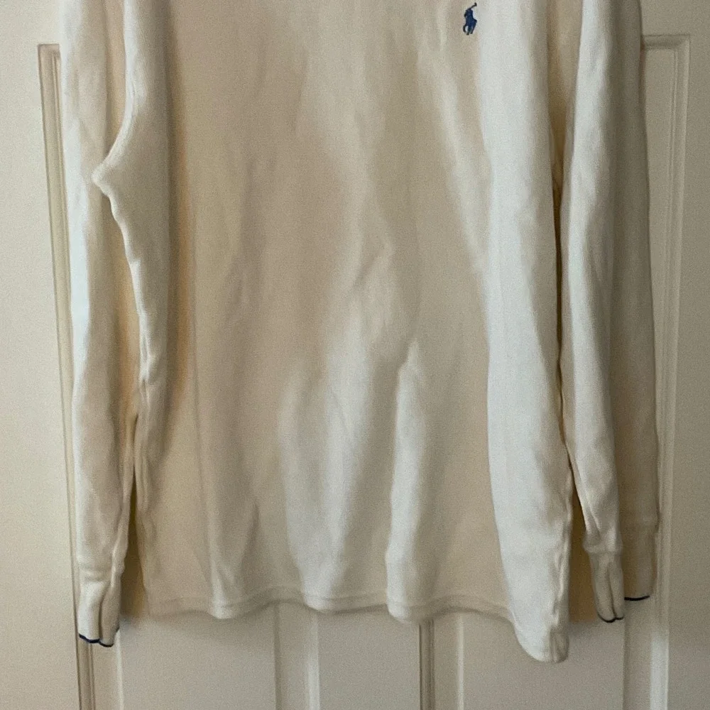 Polo Ralph Lauren Mens 2XL Cream Waffle Knit Thermal V-Neck Shirt Pima Cotton